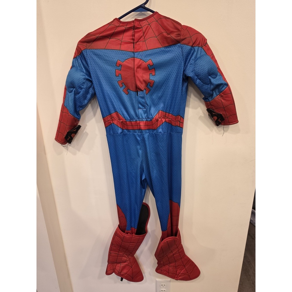 MARVEL SPIDERMAN Boys Size SM Bodysuit W/ Padding, Web Shooters And Shoe Covers - Picture 4 of 6